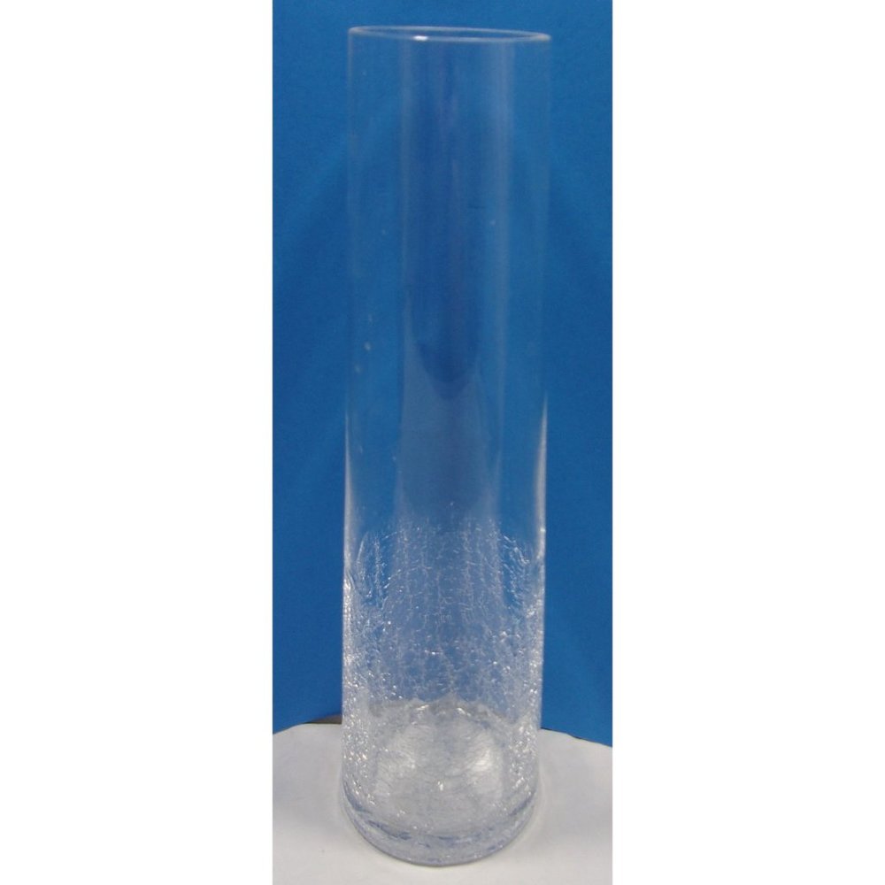 Clear Crackle Glass Carafe/Decanter/Vase 13"